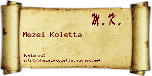 Mezei Koletta névjegykártya